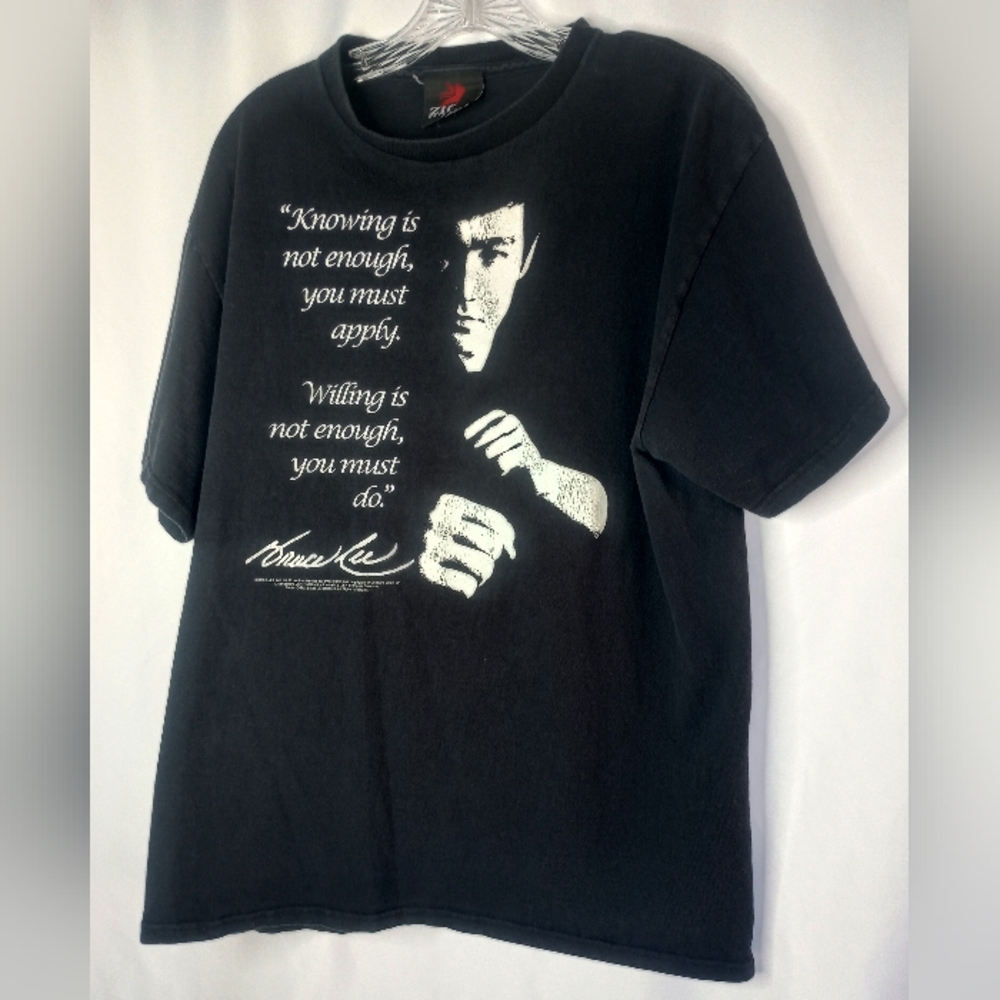 *Bruce Lee Zion Tag Black T-shirt Inspirational Quotes Size L